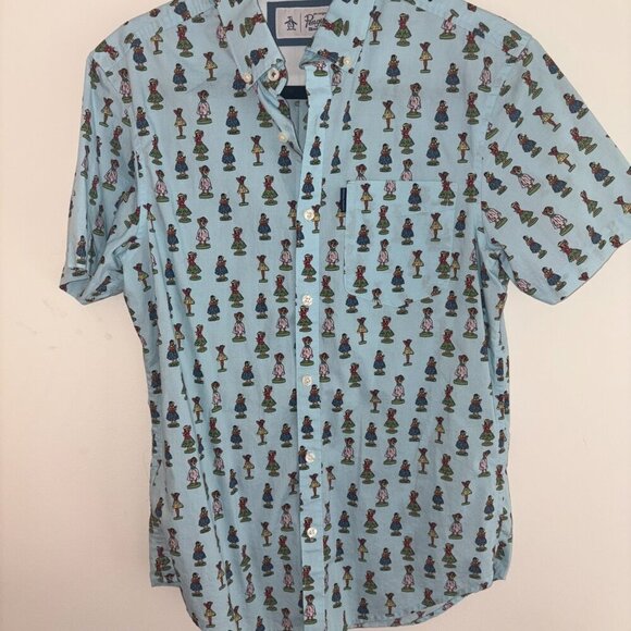 Men's Penguin By Munsingwear Hawaiian Aloha SSBD Wahine Dancing Hula Girls Small - Picture 10 of 11